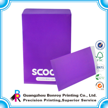 Guangzhou made hot sales luxury and elegant matt art paper custom purple color printing envelope size